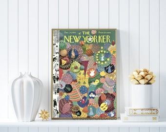 New Yorker Christmas Print, INSTANT DOWNLOAD, Vintage Retro The New Yorker Magazine Mag Cover Poster Dec 1955, Christmas Decor Gift Idea