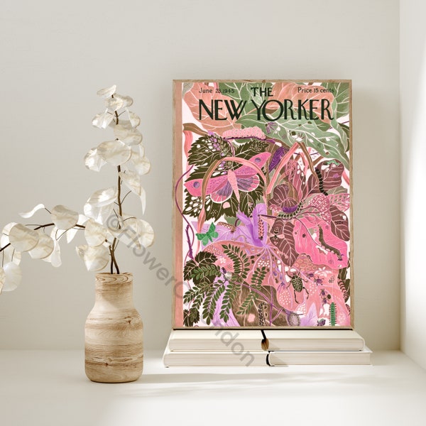 New Yorker Print Vintage Retro The New Yorker Magazine Mag Cover 23 June 1945 Summer Warm Soft Pink Pastel Ilonka Karasz, Giclée PREMIUM