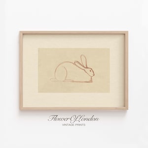 Vintage Rabbit Sketch Print, INSTANT DOWNLOAD, Antique Nursery Rabbits Kids Girls Boys Room Drawing Animal Farmhouse Decor, DIGITAL #103