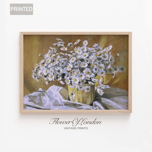 Stampa di bouquet di margherite, natura morta vintage, bouquet di fiori di campo estivi, campagna bianca, fiori che sbocciano in un vaso, dipinto a olio, giclée n. 41
