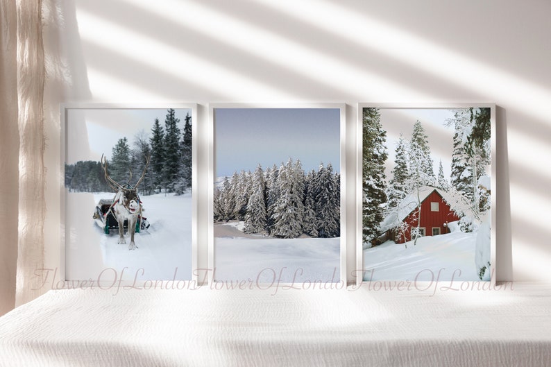 Set of 3 Christmas Prints Snowy Winter Landscape With - Etsy Australia