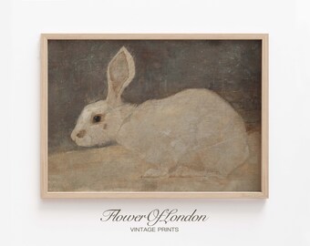 Vintage Rabbit Print, Antique Nursery Print Rabbits Girls Boys Kids Room Wall Art Oil Painting Animal Animals Farmhouse Decor, Giclee #92