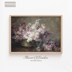 Stampa di natura morta malinconica, bouquet di fiori neutri scuri rustici vintage in un vaso dipinto a olio, botanico floreale in stile fattoria, giclée n. 122