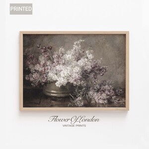 Stimmungsvolles gedämpftes Stillleben Druck, Vintage dunkelrustikaler neutraler Blumenstrauß in einer Vase Ölgemälde botanisches Blumen Bauernhaus, Giclée #121