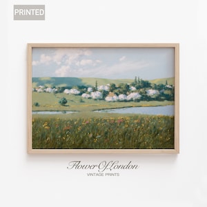 Sommer Wiese Druck, Küsten Seelandschaft Fluss See Haus Seehaus Landschaft Idyllische Landschaft Teich Frühling Bauernhaus Ölgemälde #233