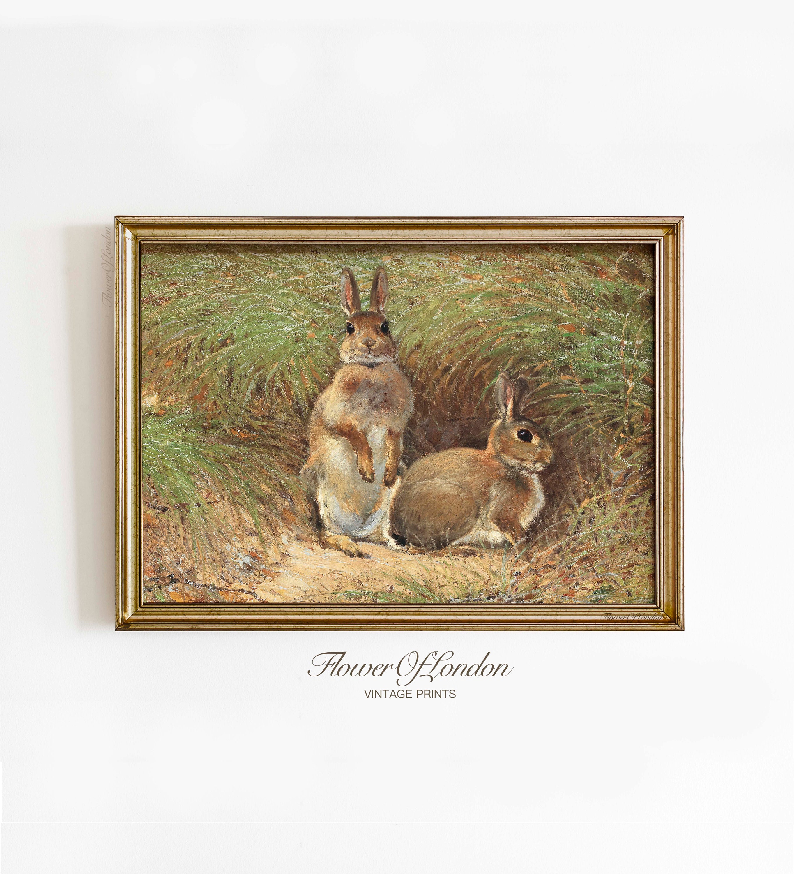Vintage Rabbits Print, INSTANT DOWNLOAD, Antique Neutral Rustic Country ...