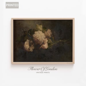 Stampa di rose scure e malinconiche, vintage rustico, neutri e tenui, peonie, natura morta, bouquet di fiori, dipinto a olio, decorazione botanica da fattoria, giclée n. 94