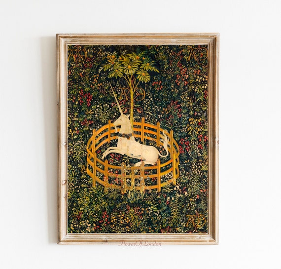 Buy Unicorn Print Vintage Tapestry Unicorn in Captivity Print Unicorn Resting in a Garden Classical Oil Painting Farmhouse Decor Giclee PREMIUM Online in India Etsy
