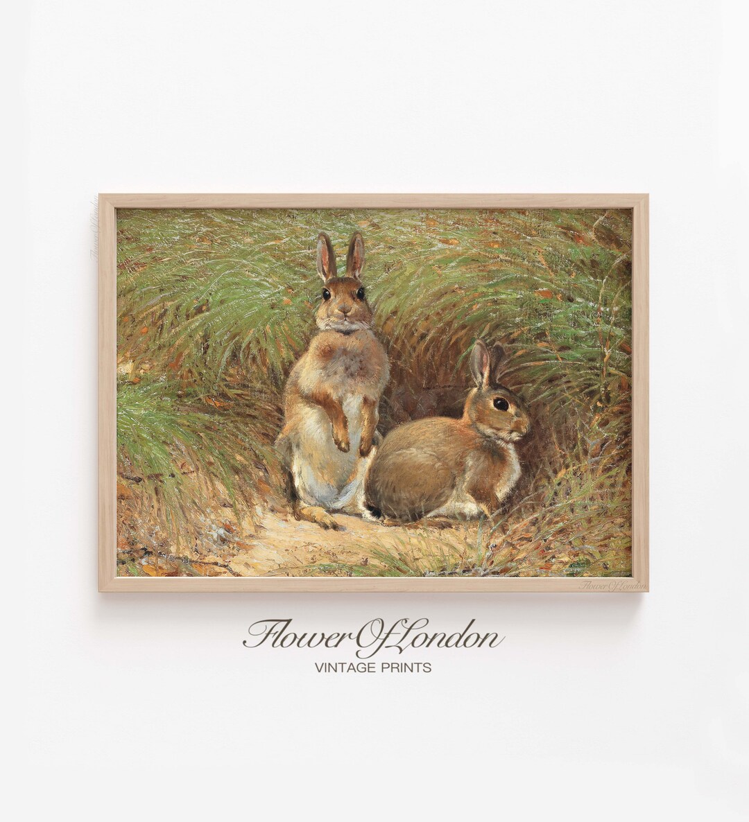 Vintage Rabbits Print, INSTANT DOWNLOAD, Antique Neutral Rustic Country ...