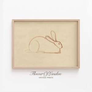 Vintage Rabbit Sketch Print, INSTANT DOWNLOAD, Antique Nursery Rabbits Kids Girls Boys Room Drawing Animal Farmhouse Decor, DIGITAL #102