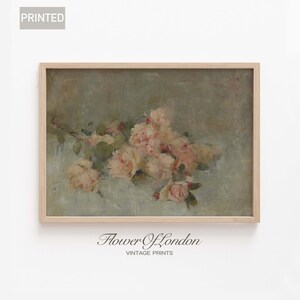 Stampa di rose rosa, natura morta vintage neutra e tenue, bouquet di fiori in fiore, dipinto a olio, stampa botanica da fattoria, giclée n. 55