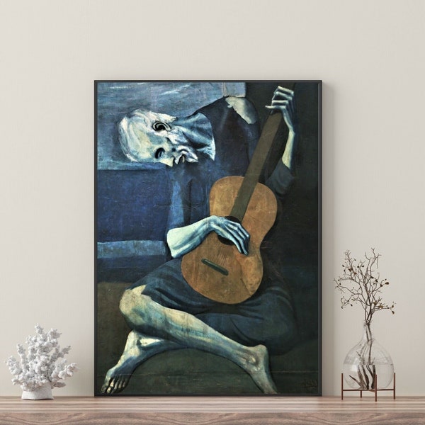 Impression de Pablo Picasso, le vieux guitariste