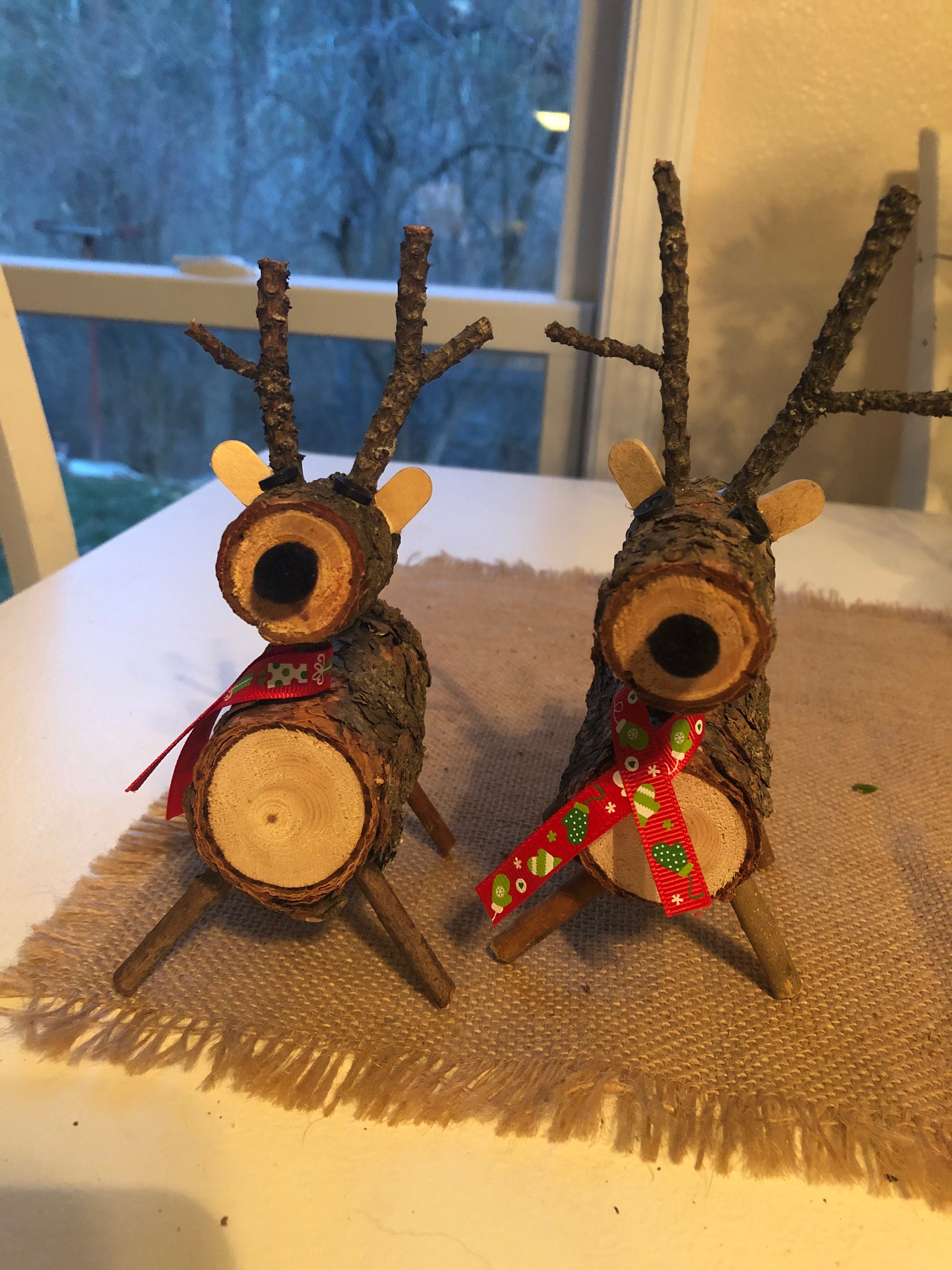 Handmade small wooden reindeer decoration Christmas Etsy