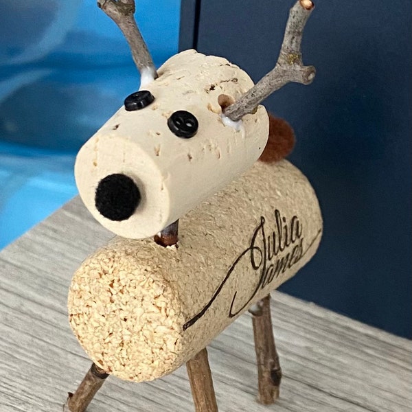 Upcycled wine cork reindeer