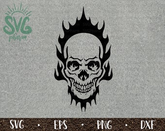 Skull SVG / Flaming Skull / Skull Decal / PnG DXF EPS / Cricut / Silhouette / Digital Cut File / Clip Art