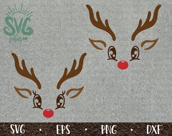 Cute Reindeer SVG / Christmas 2021 Crafts / Boy/Girl Red Nosed Reindeer / PnG DXF EPS / Cricut / Silhouette / Digital Cut File / Clip Art
