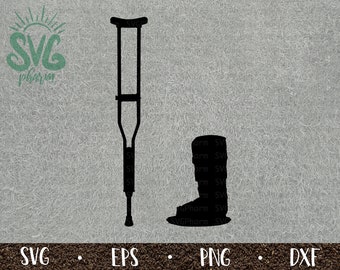 Crutches and Cast Boot SVG / Broken Leg Equipment / Leg Boot / PnG DXF EPS / Cricut / Silhouette / Digital Cut File / Clip Art