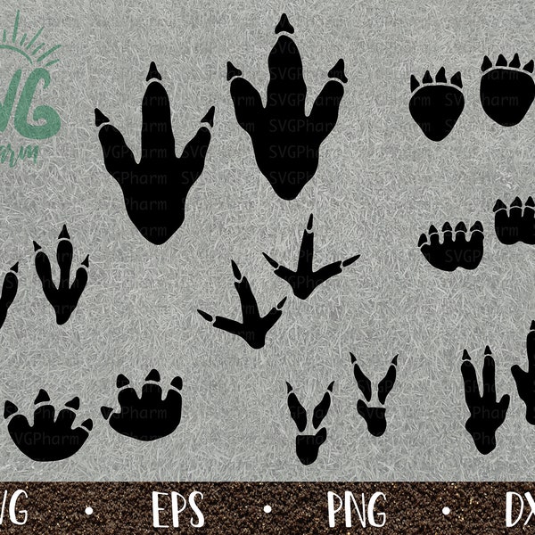 11 Dinosaur Tracks SVG Bundle / BONUS Dinosaur Tracks/Footprints / PnG DxF EPS / Cricut / Silhouette / Digital Cut File / Clip Art