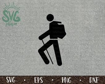 Hiking Trail Hiker SVG Icon / Outdoor Mountain Sign / Hiking Trail Sign / PnG DXF EPS / Cricut / Silhouette / Digital Cut File / Clip Art