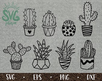 Cactus SVG Bundle / Succulent Plants / House Plants / Cute Plants / PnG DXF EPS / Cricut / Silhouette / Digital Cut File / Clip Art