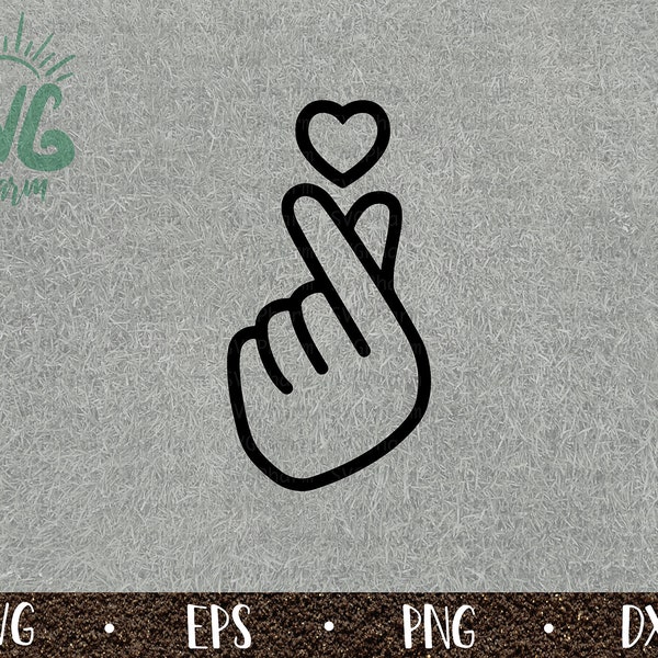 Korean Heart SVG / Hand Sign / Heart Sign / PnG DXF EPS / Cricut / Silhouette / Digital Cut File / Clip Art