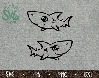 Shark SVG Cute / Boy And Girl Shark / Adorable Shark / Shark Babies / PnG DXF EPS / Cricut / Silhouette / Digital Cut File / Clip Art