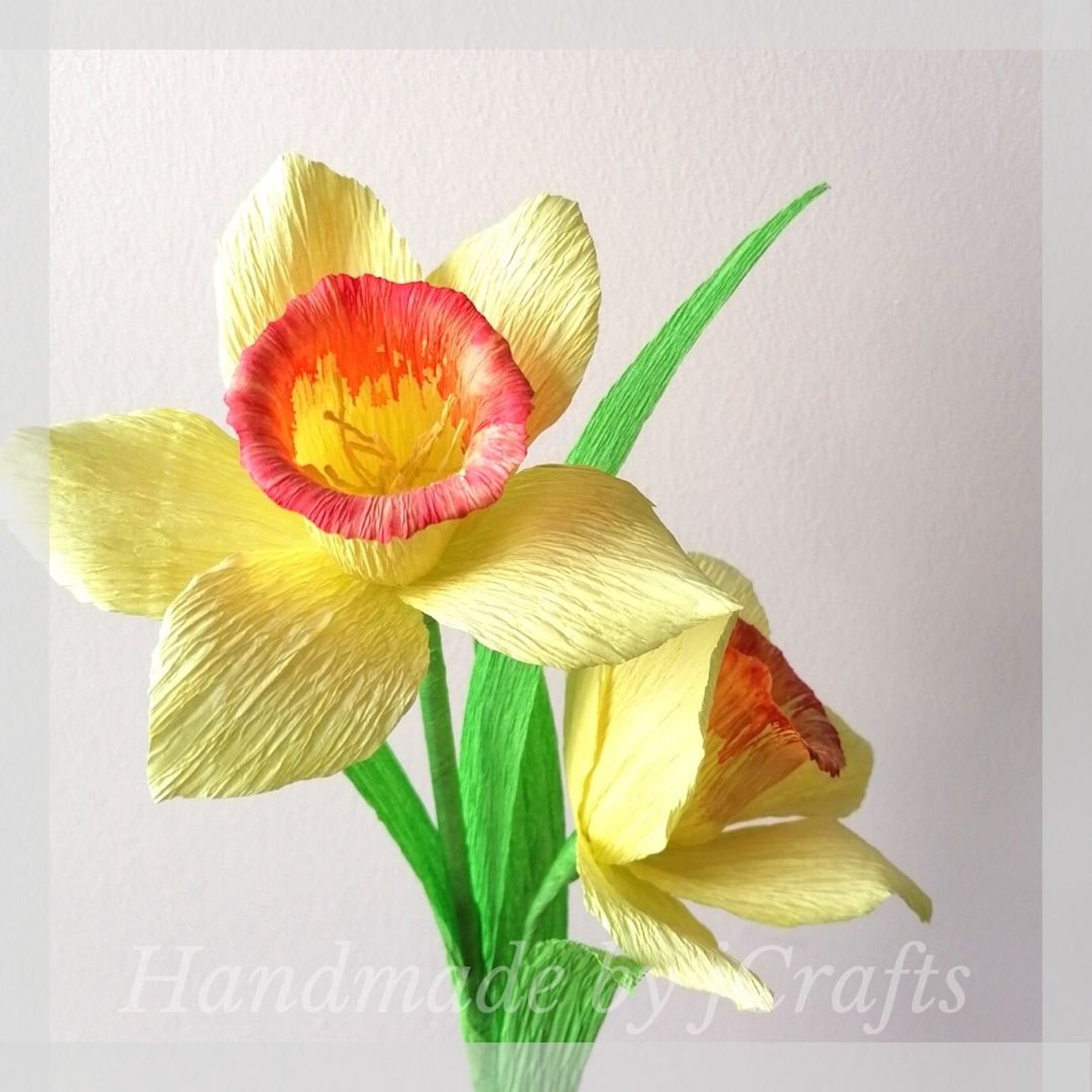 Handmade Daffodils Flower Yellow Crepe Paper Daffodils Etsy