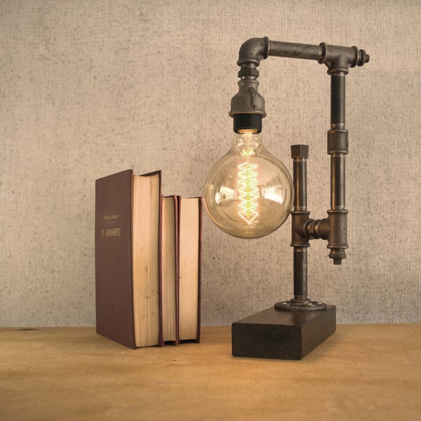 Lampe Industrielle - Lampe de Table - Lampe de bureau - Lampe Edison - Lampe Steampunk - Lampe de tuyau