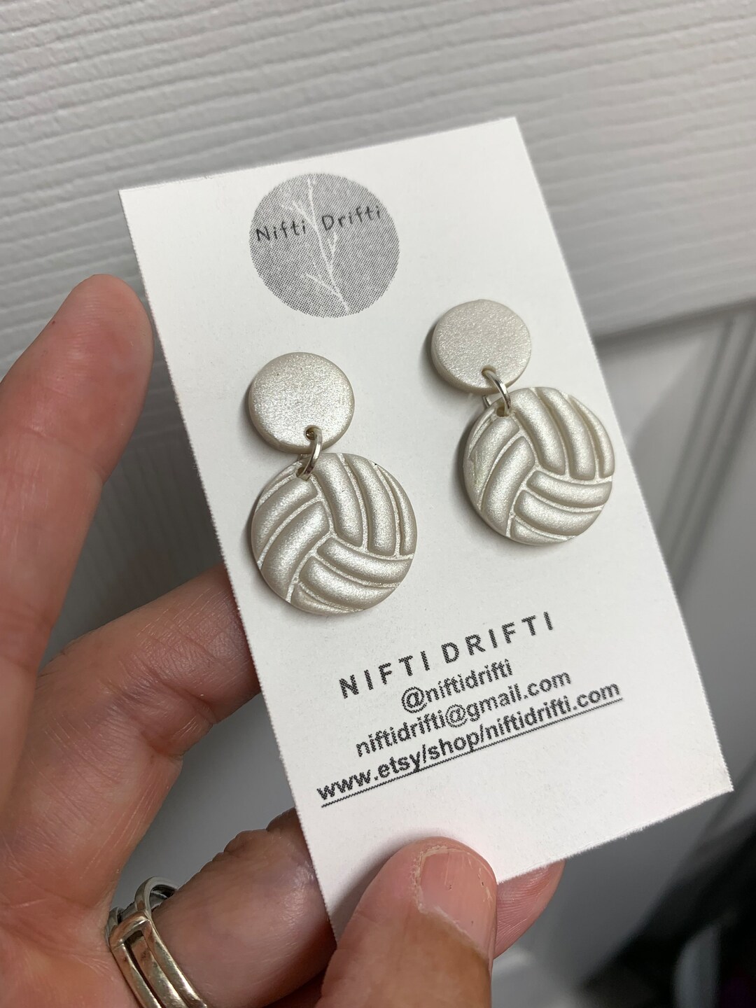 Volleyball Earring Pearly White Game Day Earring gold Etsy