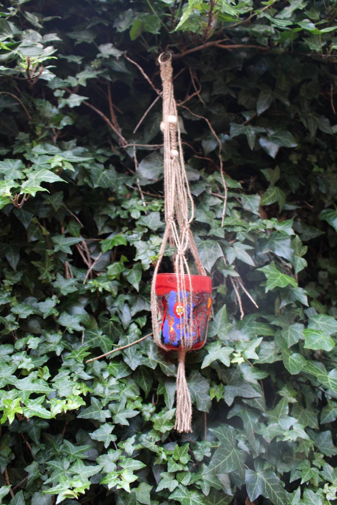 Mini jute twine macrame plant hanger pot holder indoor Etsy