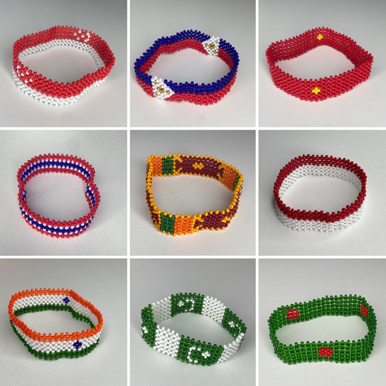 Southasian Countries Flag Beaded Bracelet Pakistan Bangladesh Etsy