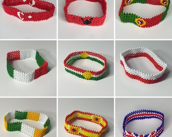 European countries Flag Beaded Bracelet Britain Portugal Poland Germany France Spain Italy Greece Belgium Albania Turkey Kurdistan Romania