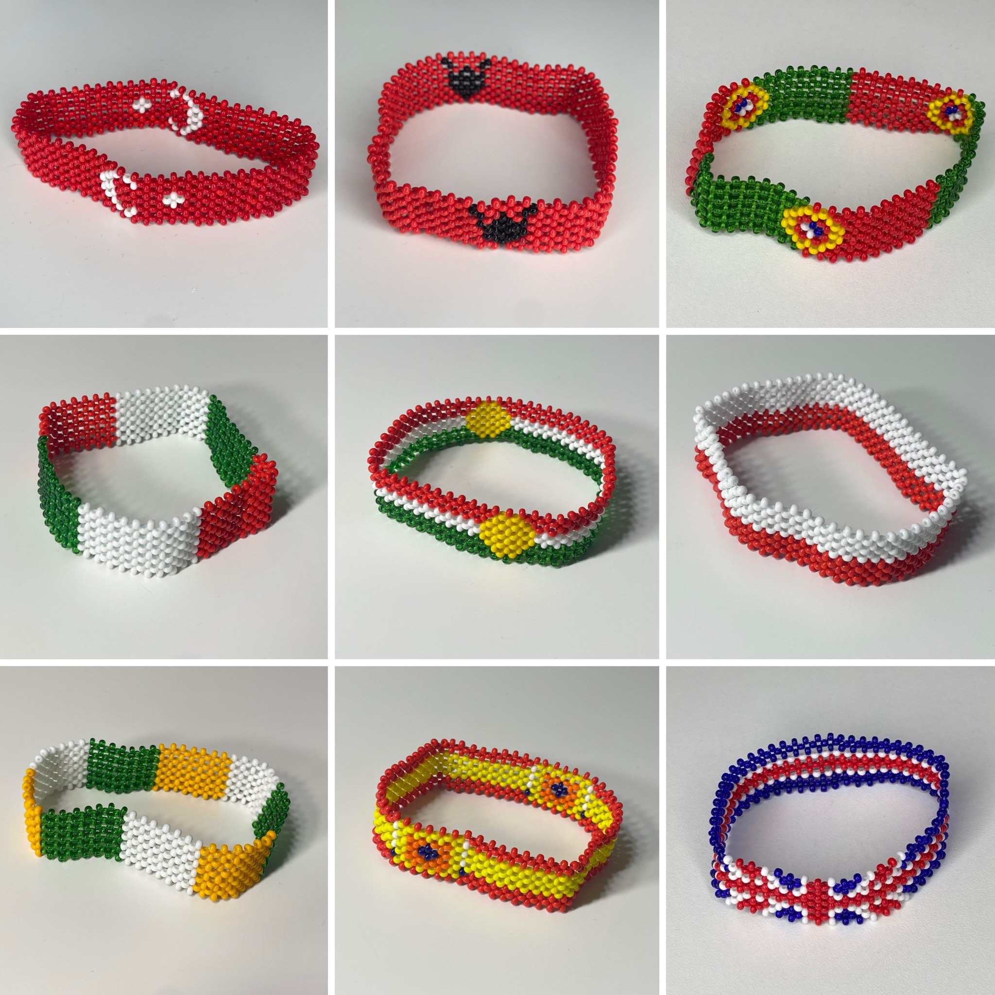 European Countries Flag Beaded Bracelet Britain Portugal Poland