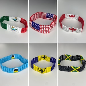 North American and Caribbean countries Flag Beaded Bracelet Jamaica USA Canada Mexico Panama Costa Rica Honduras Barbados SaintLucia Grenada