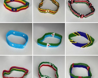 East African countries Flag beaded bracelets Kenya Uganda Tanzania Somalia Mauritius Somaliland Djibouti Eritrea Ethiopia Rwanda Burundi