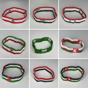 MiddleEast country Flag Beaded Bracelet Yemen Palestine Iraq Oman Jordan SaudiArabia UAE Qatar Iran Afghanistan Syria Lebanon Kuwait