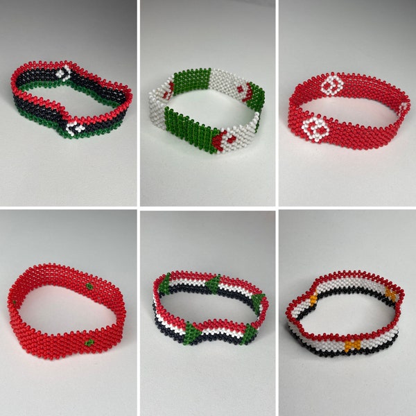 North African countries Flag Beaded Bracelet Morocco North Sudan Tunisia Algeria Libya South Sudan Egypt