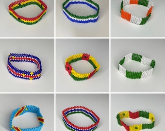 West African countries Flag Beaded Bracelet Nigeria Ghana Gambia Congo Senegal Guinea Bissau Sierra Leone Ivory Coast Mali Guinea Cape Verde