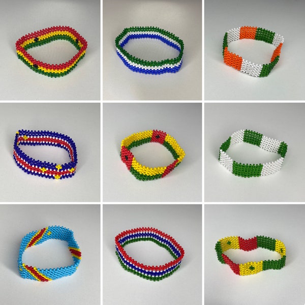 West African countries Flag Beaded Bracelet Nigeria Ghana Gambia Congo Senegal Guinea Bissau Sierra Leone Ivory Coast Mali Guinea Cape Verde