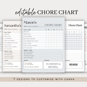 Chore Chart for Kids, Weekly Chore Chart, Kids Chore Chart, Chore Chart Template