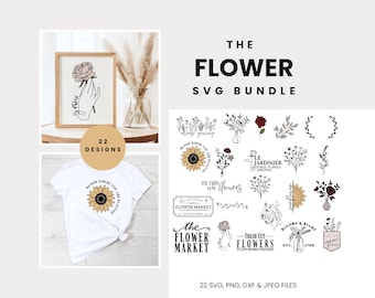 Flower Svg Bundle | Floral Svgs | Flower Svg | Cricut Cut Files | Spring Svg Bundle | Sunflower Svg | Flower Bouquet
