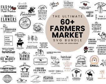 60+ Farmers Market SVG for Cricut, Shop Local Shop Small, Fresh Produce, Farmers Market Sign, Farmers Bundle, Coffe Svgs, Flower Svgs