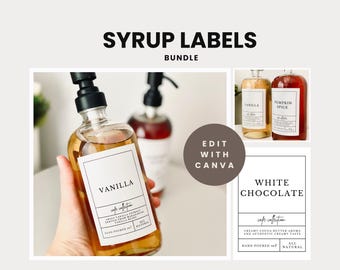 Syrup Labels for your Coffee Bar Decor, Pumpkin Spice Label, Minimalist Decor, Easy Canva Template, Coffee Labels, Syrup