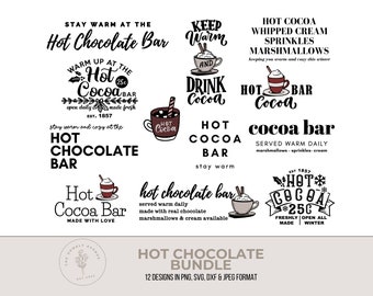 Varm chokladpaket, kakaobar SVG, kakaobardekor, varm chokladbarpaket, SVG-filer för Cricut, varm choklad SVG