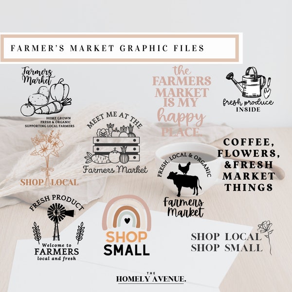 Farmers Market SVG für Cricut, Shop lokaler Shop klein, frische Produkte, Farmers Market Zeichen