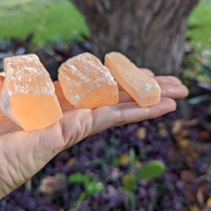 Orange Selenite , 3 pieces Peach Selenite Crystal Nugget Raw Pink Selenite from Morocco Orange Selenite Healing Crystal Stone