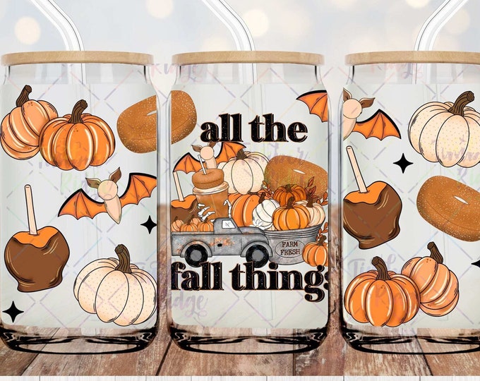 UV DTF Glass Can Wrap , All the Fall Things Can Wrap, Fall Can Wrap , Glass Tumbler Wrap , 16oz Tumbler Wrap
