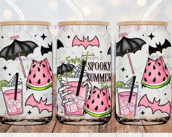 UV DTF Glass Can Wrap , Spooky Summer Can Wrap, Glass Tumbler Wrap , 16oz Tumbler Wrap