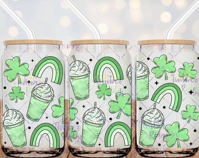 UV DTF Glass Can Wrap , St Patrick's Day Can Wrap, St Patty's Day Tumbler Wrap , 16oz Tumbler Wrap , Shamrock Can Wrap