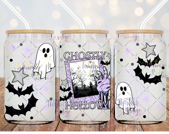 UV DTF Glass Can Wrap , Pastel Ghost Can Wrap, Pastel Fall Can Wrap , Glass Tumbler Wrap , 16oz Tumbler Wrap